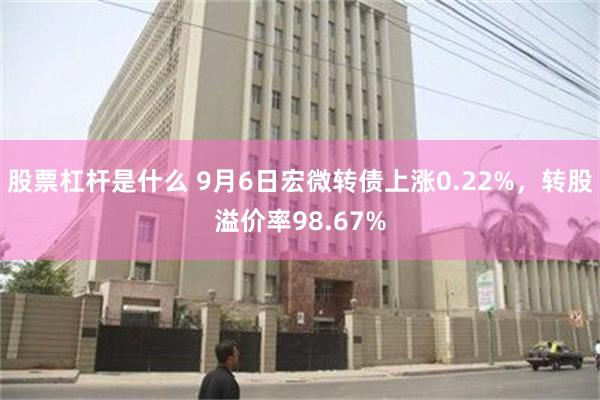 股票杠杆是什么 9月6日宏微转债上涨0.22%，转股溢价率98.67%