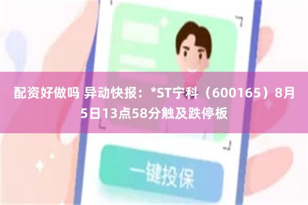 配资好做吗 异动快报：*ST宁科（600165）8月5日13点58分触及跌停板