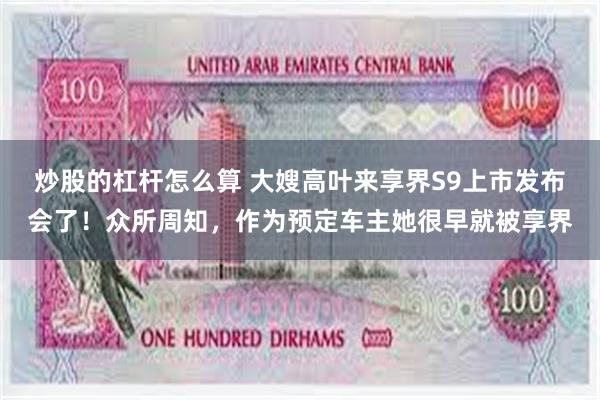 炒股的杠杆怎么算 大嫂高叶来享界S9上市发布会了！众所周知，作为预定车主她很早就被享界