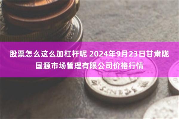 股票怎么这么加杠杆呢 2024年9月23日甘肃陇国源市场管理有限公司价格行情