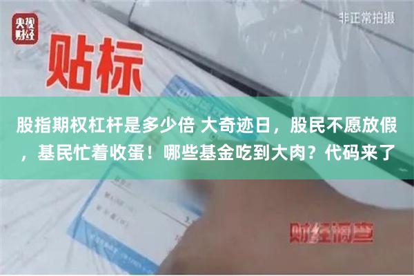 股指期权杠杆是多少倍 大奇迹日，股民不愿放假，基民忙着收蛋！哪些基金吃到大肉？代码来了