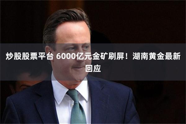 炒股股票平台 6000亿元金矿刷屏！湖南黄金最新回应